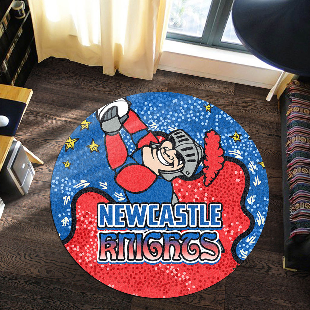 Newcastle Knights Custom Round Rug - Team With Dot And Star Patterns ...