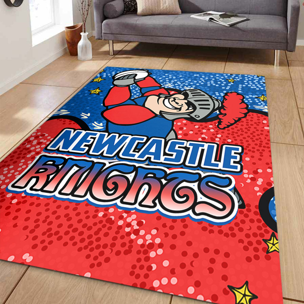 Newcastle Knights Custom Area Rug - Team With Dot And Star Patterns For ...