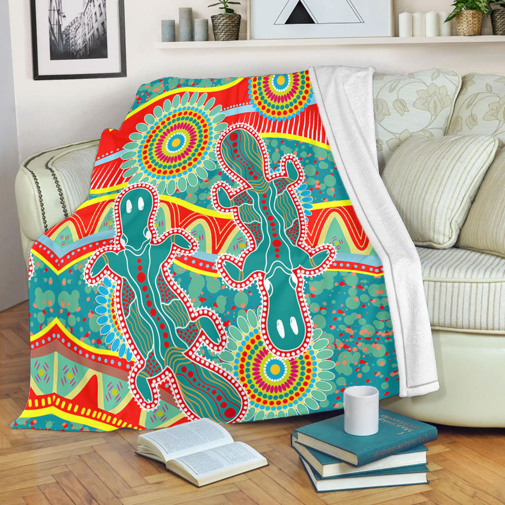 Australia Animals Platypus Aboriginal Blanket - Green Platypus With ...