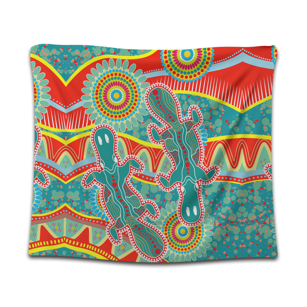 Australia Animals Platypus Aboriginal Tapestry - Green Platypus With ...