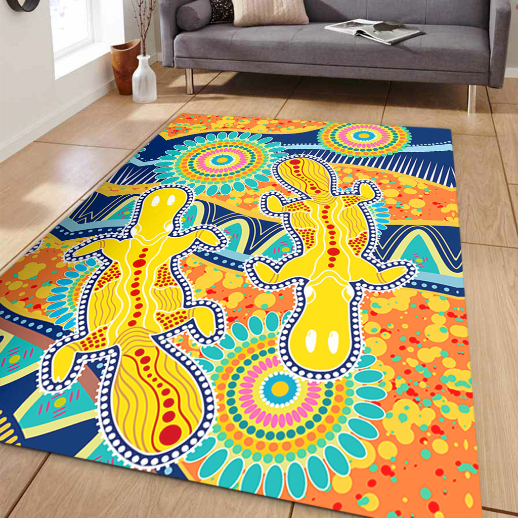 Australia Animals Platypus Aboriginal Area Rug - Yellow Platypus With ...