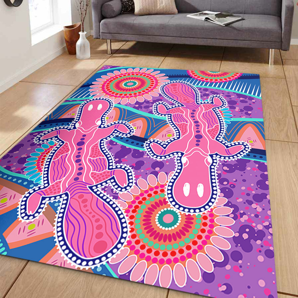 Australia Animals Platypus Aboriginal Area Rug - Pink Platypus With ...