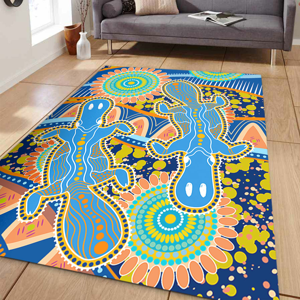 Australia Animals Platypus Aboriginal Area Rug - Blue Platypus With ...