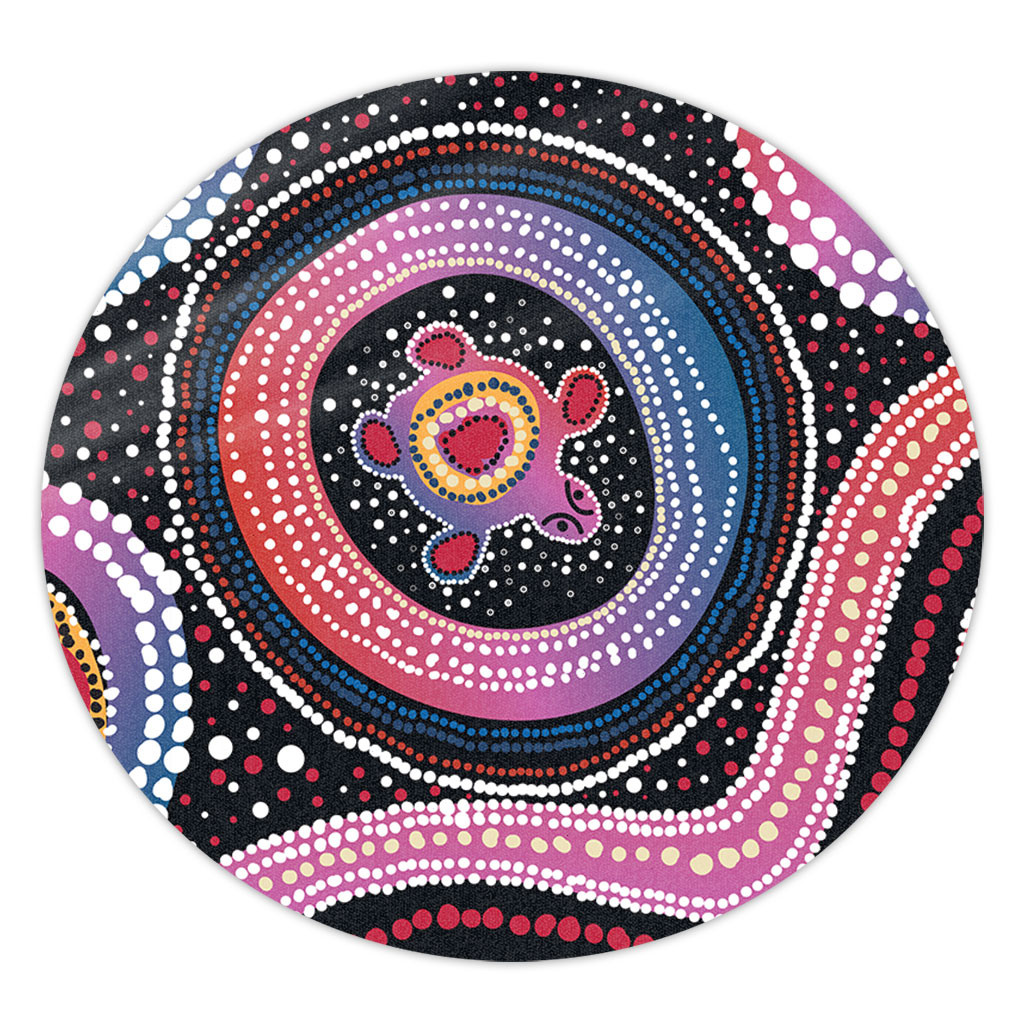 Australia Dot Painting Inspired Aboriginal Round Rug - Turtles With Dot ...