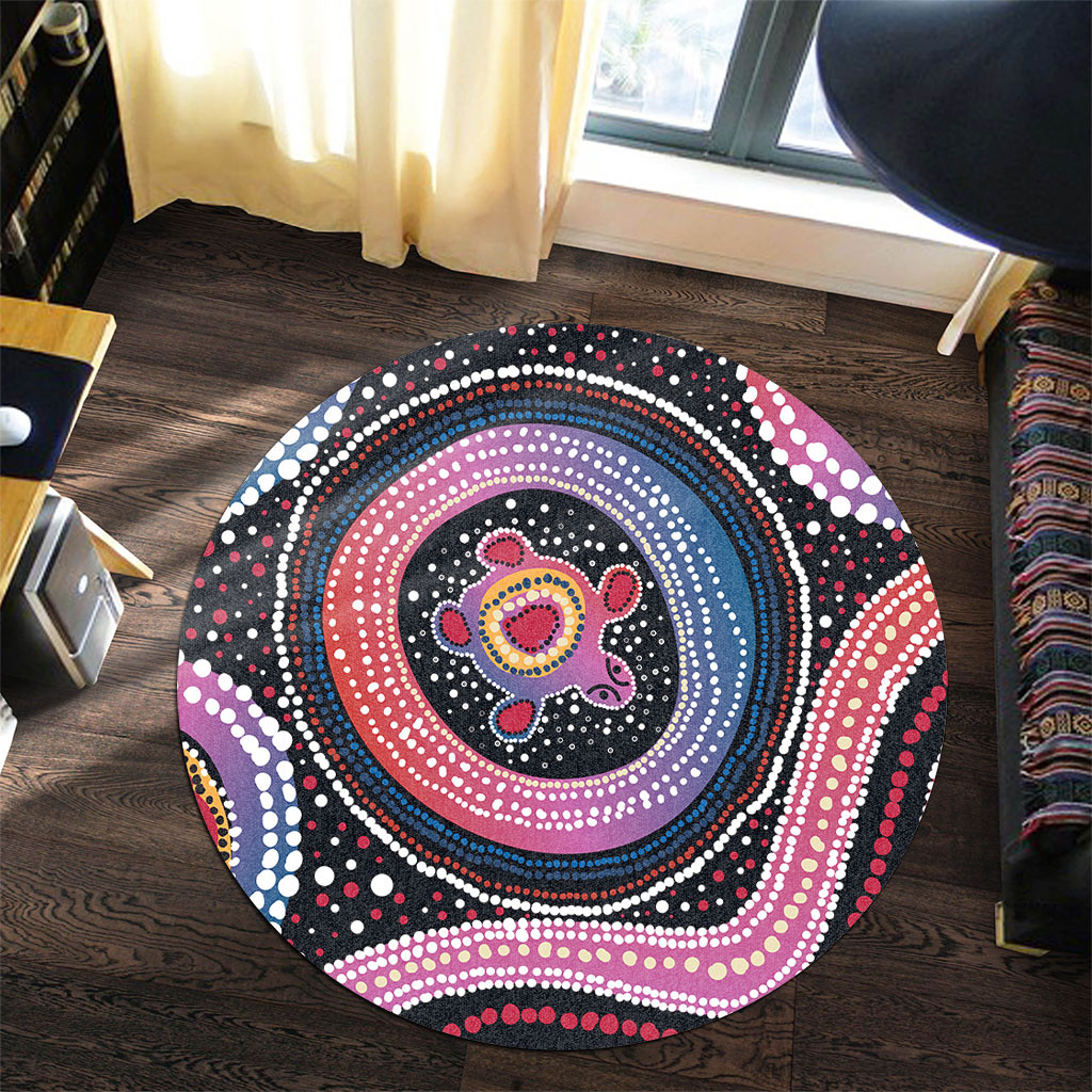 Australia Dot Painting Inspired Aboriginal Round Rug - Turtles With Dot ...