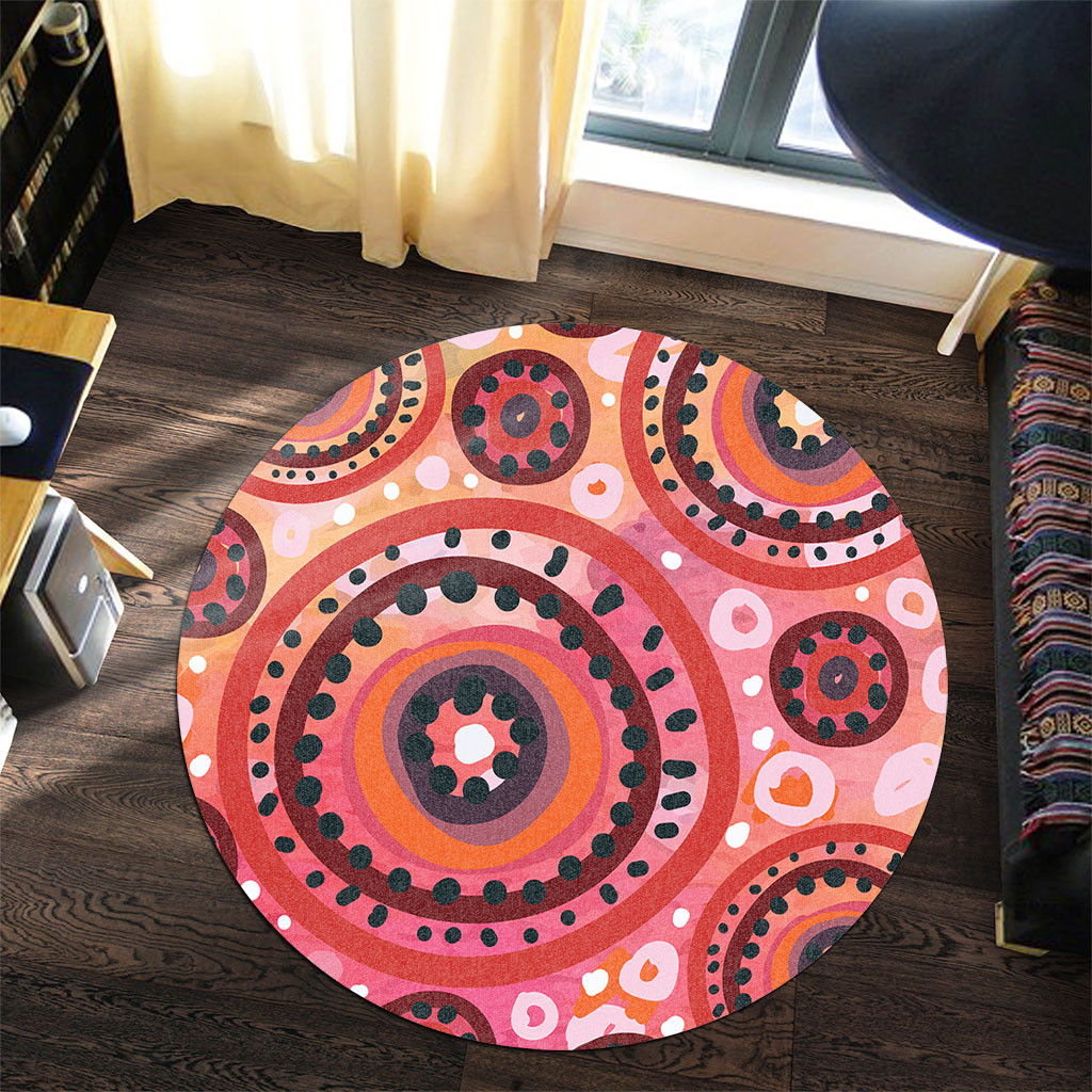 Australia Dot Painting Inspired Aboriginal Round Rug - Circle In The ...