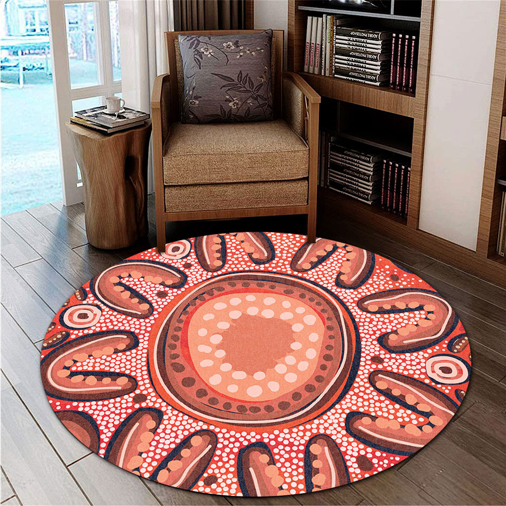 Australia Dot Painting Inspired Aboriginal Round Rug - Big Flower ...