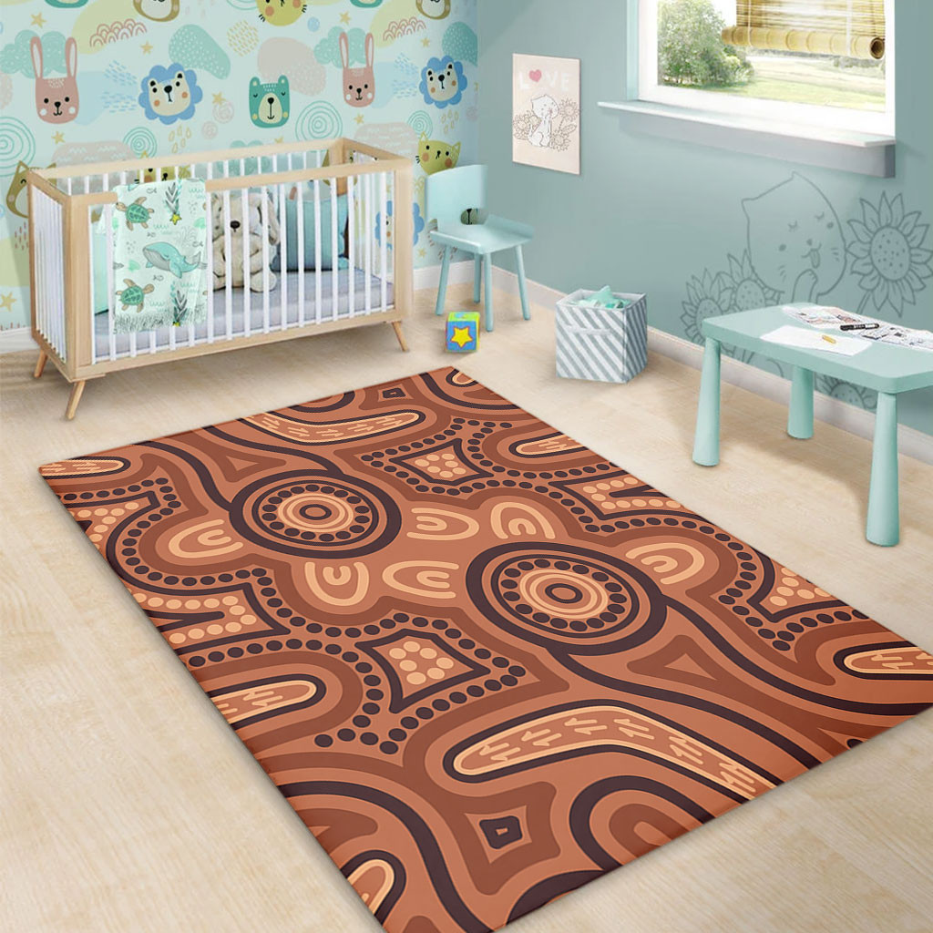 Australia Dot Painting Inspired Aboriginal Area Rug - Brown Aboriginal ...