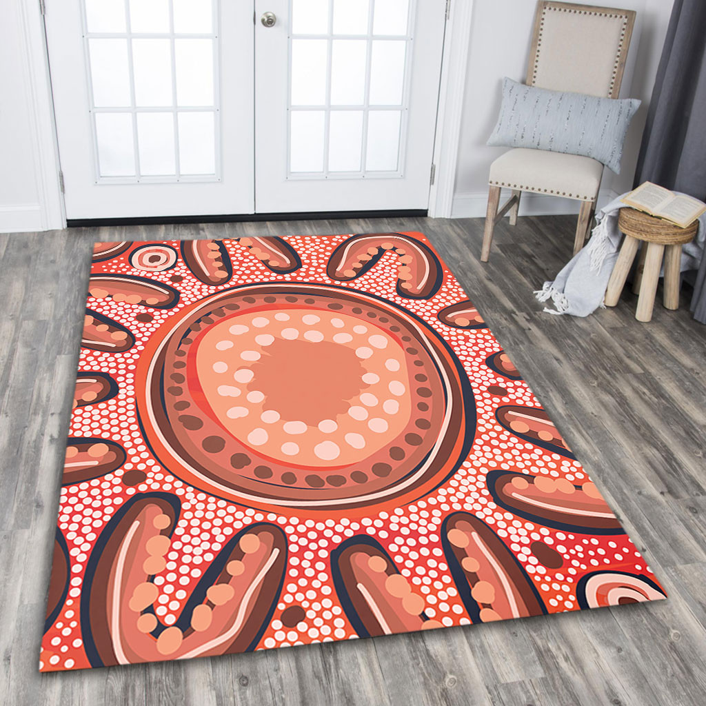 Australia Dot Painting Inspired Aboriginal Area Rug - Big Flower ...