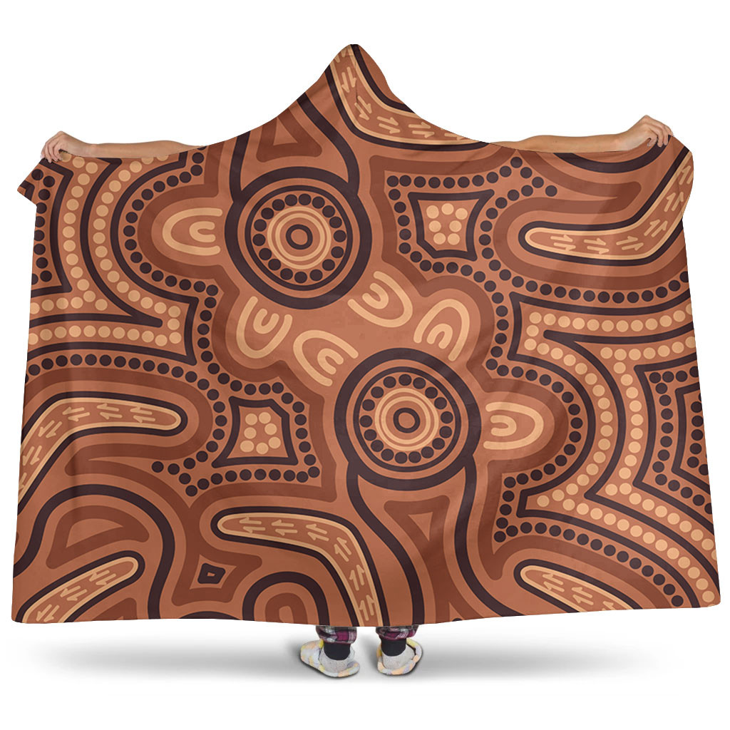 Australia Dot Painting Inspired Aboriginal Hooded Blanket - Brown ...