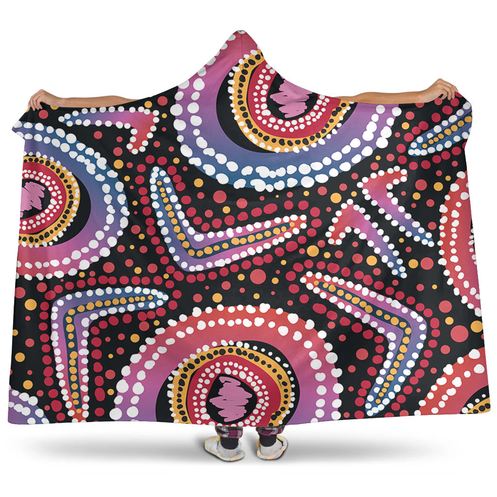 Australia Dot Painting Inspired Aboriginal Hooded Blanket - Boomerang ...