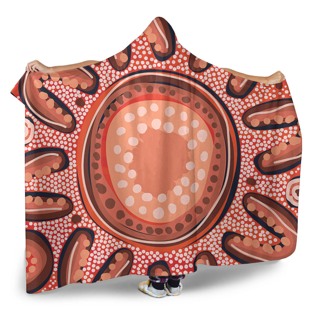 Australia Dot Painting Inspired Aboriginal Hooded Blanket - Big Flower ...