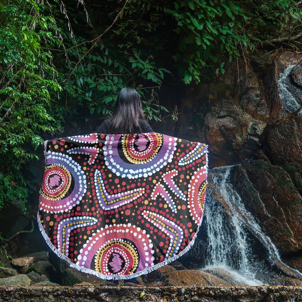 Australia Dot Painting Inspired Aboriginal Beach Blanket - Boomerang ...