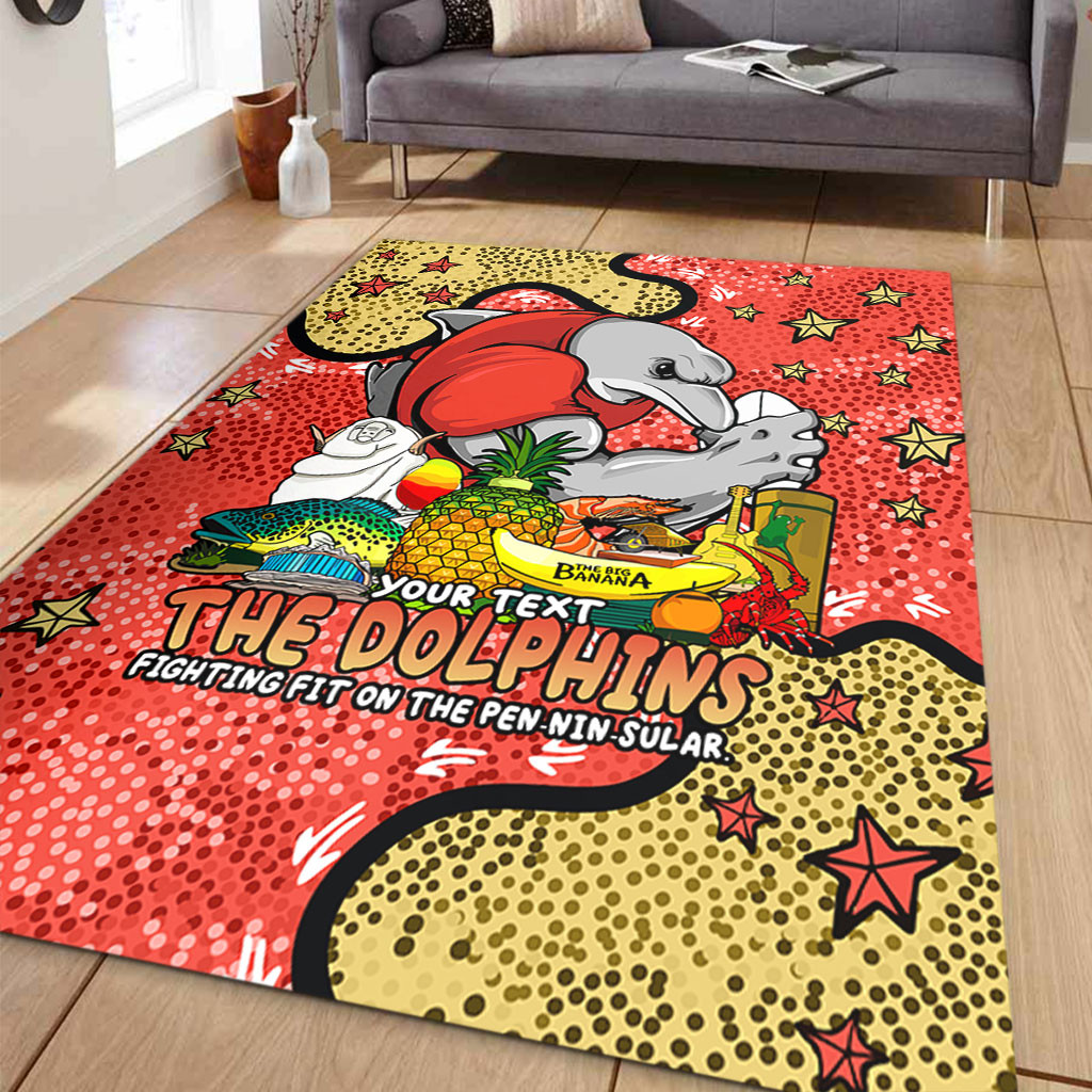 Redcliffe Dolphins Custom Area Rug - Australian Big Things Area Rug