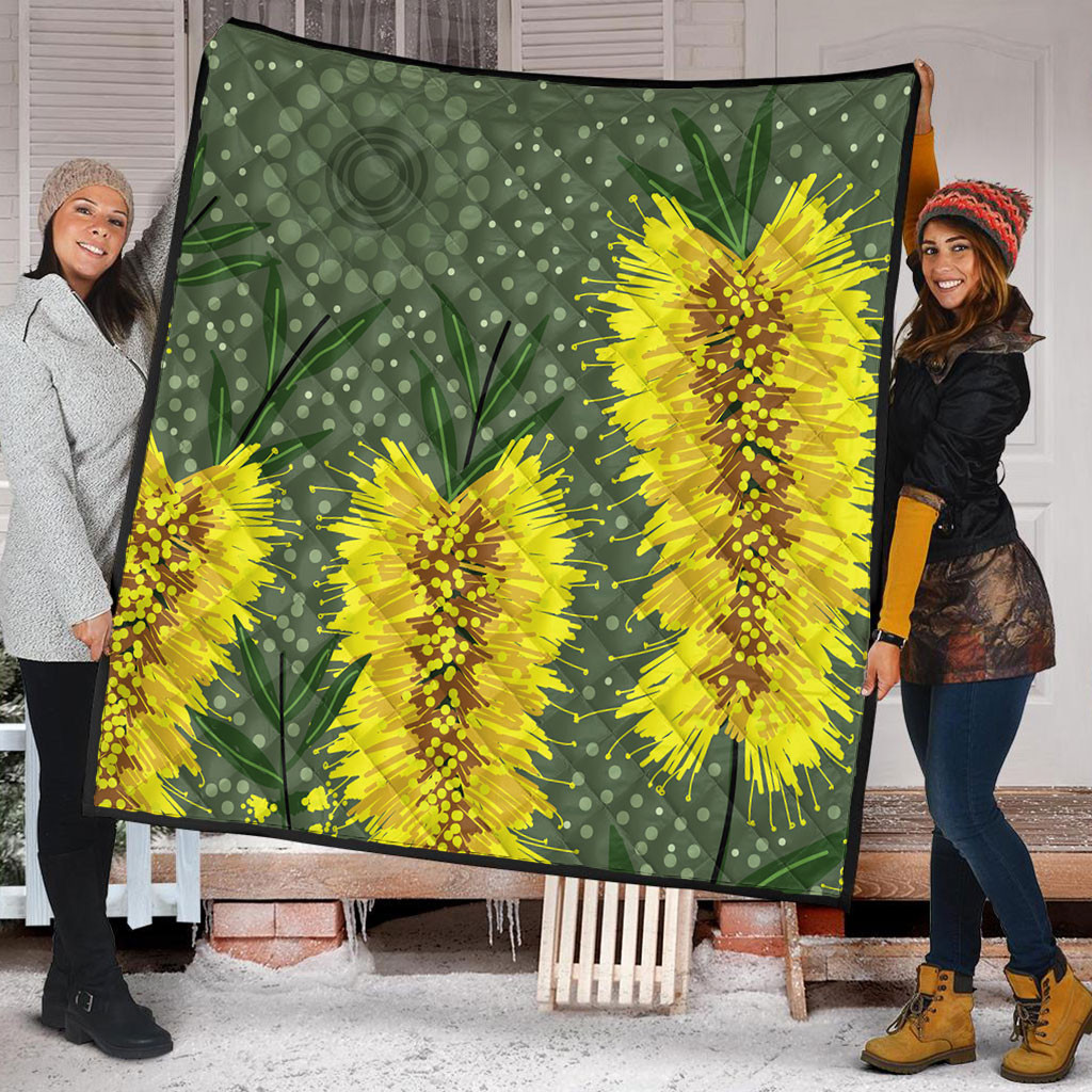 Australia Aboriginal Quilt - Yellow Bottle Brush Flora In Aboriginal ...