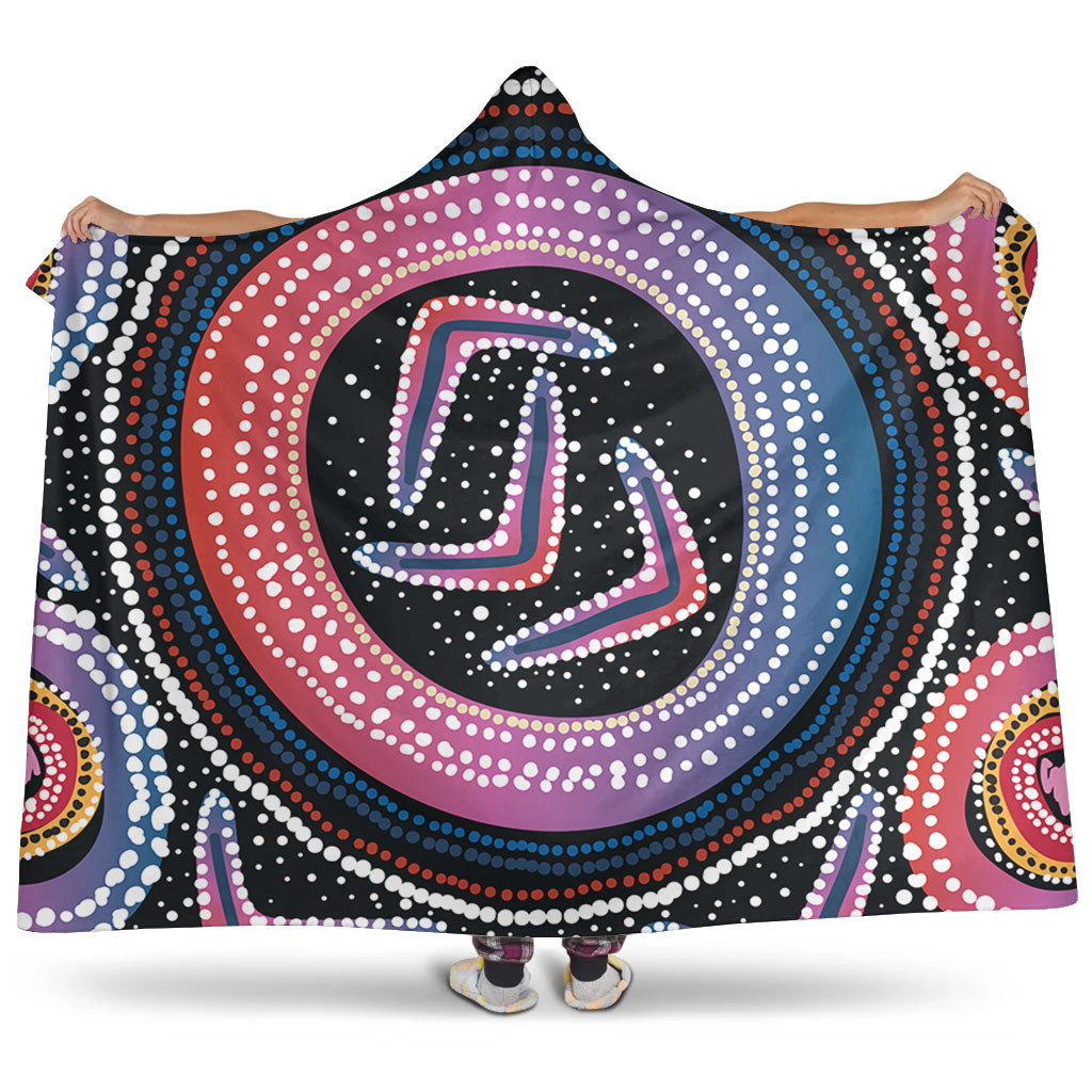Australia Aboriginal Hooded Blanket - Aboriginal Boomerang Dot Art ...