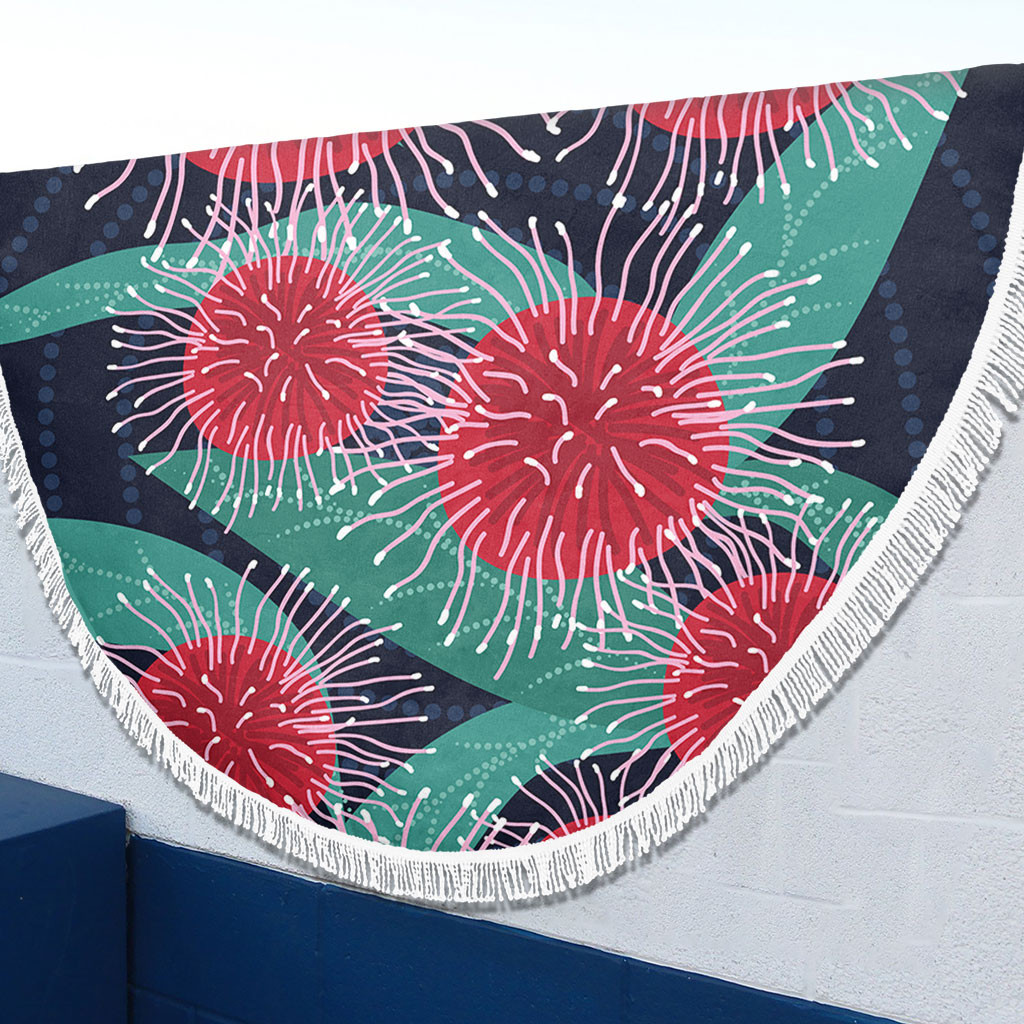 Australia Aboriginal Beach Blanket - Australian Hakea Flower Artwork ...