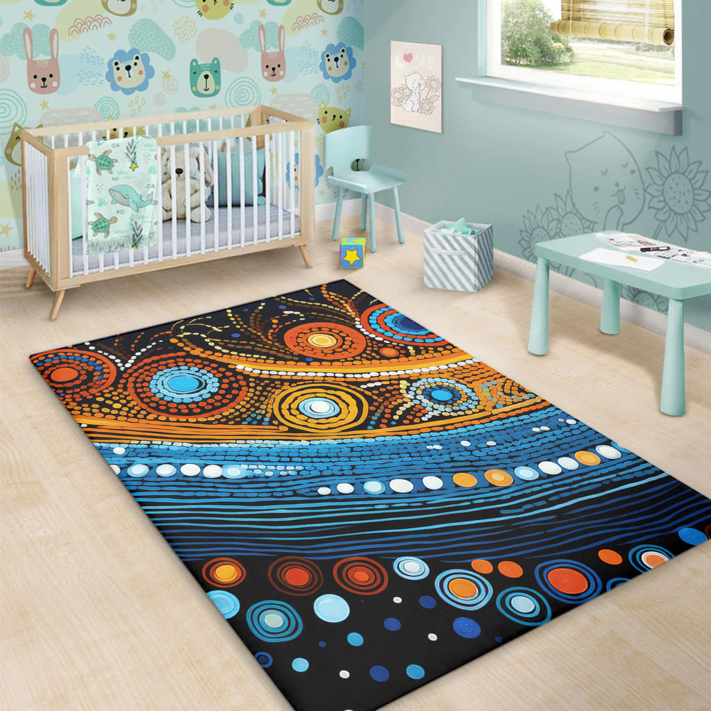 Australia Dreaming Aboriginal Area Rug - Aboriginal Dot Painting Art ...