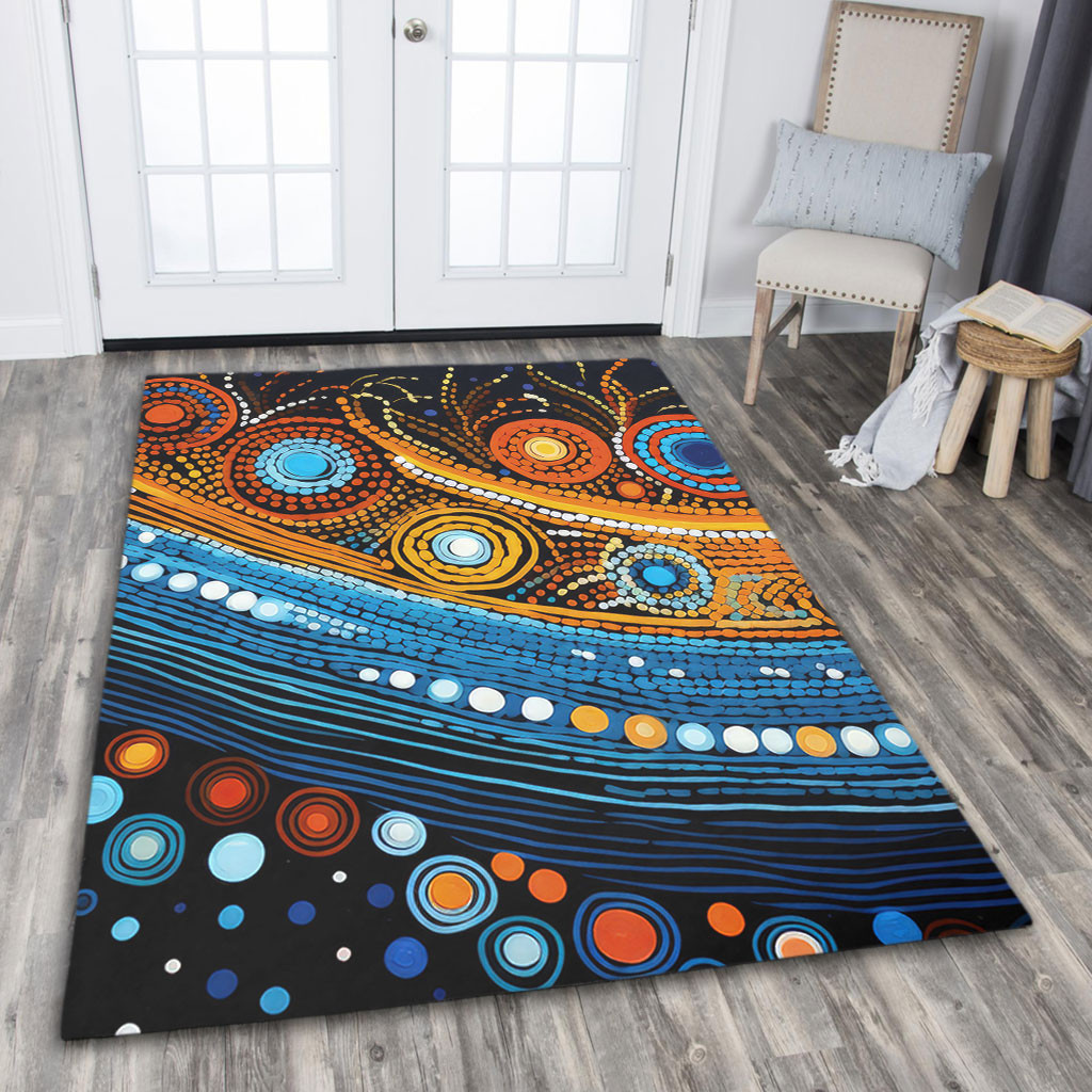 Australia Dreaming Aboriginal Area Rug - Aboriginal Dot Painting Art ...