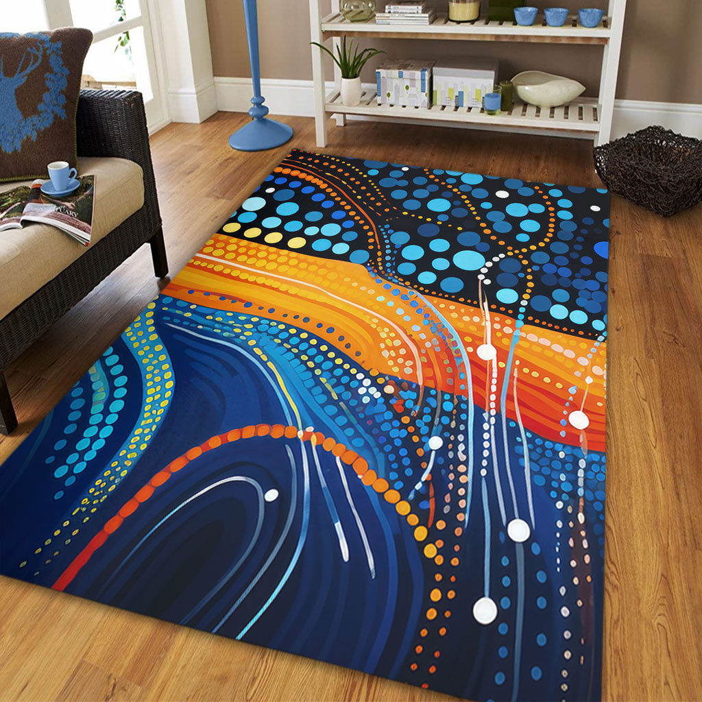 Australia Dreaming Aboriginal Area Rug - Colorful Aboriginal With ...