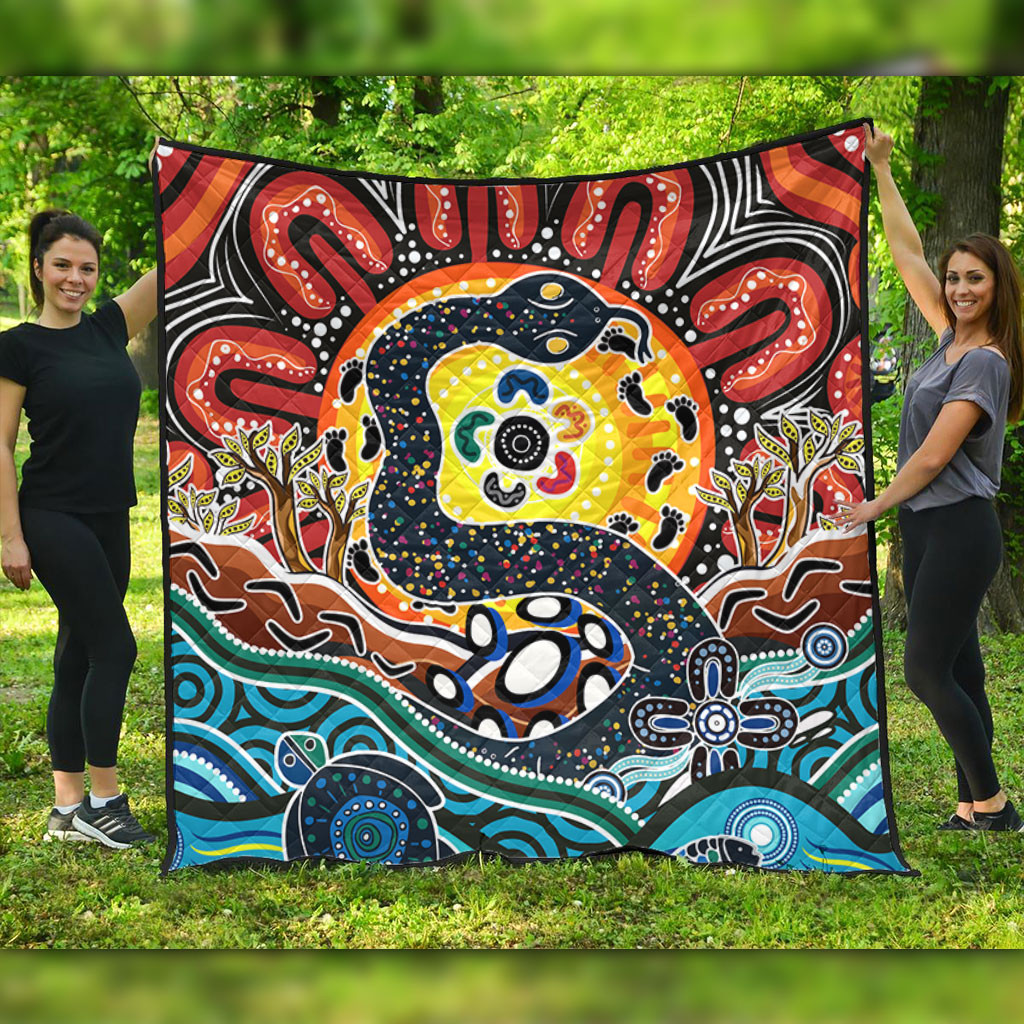 Australia Rainbow Serpent Aboriginal Quilt - Dreamtime Rainbow Serpent ...