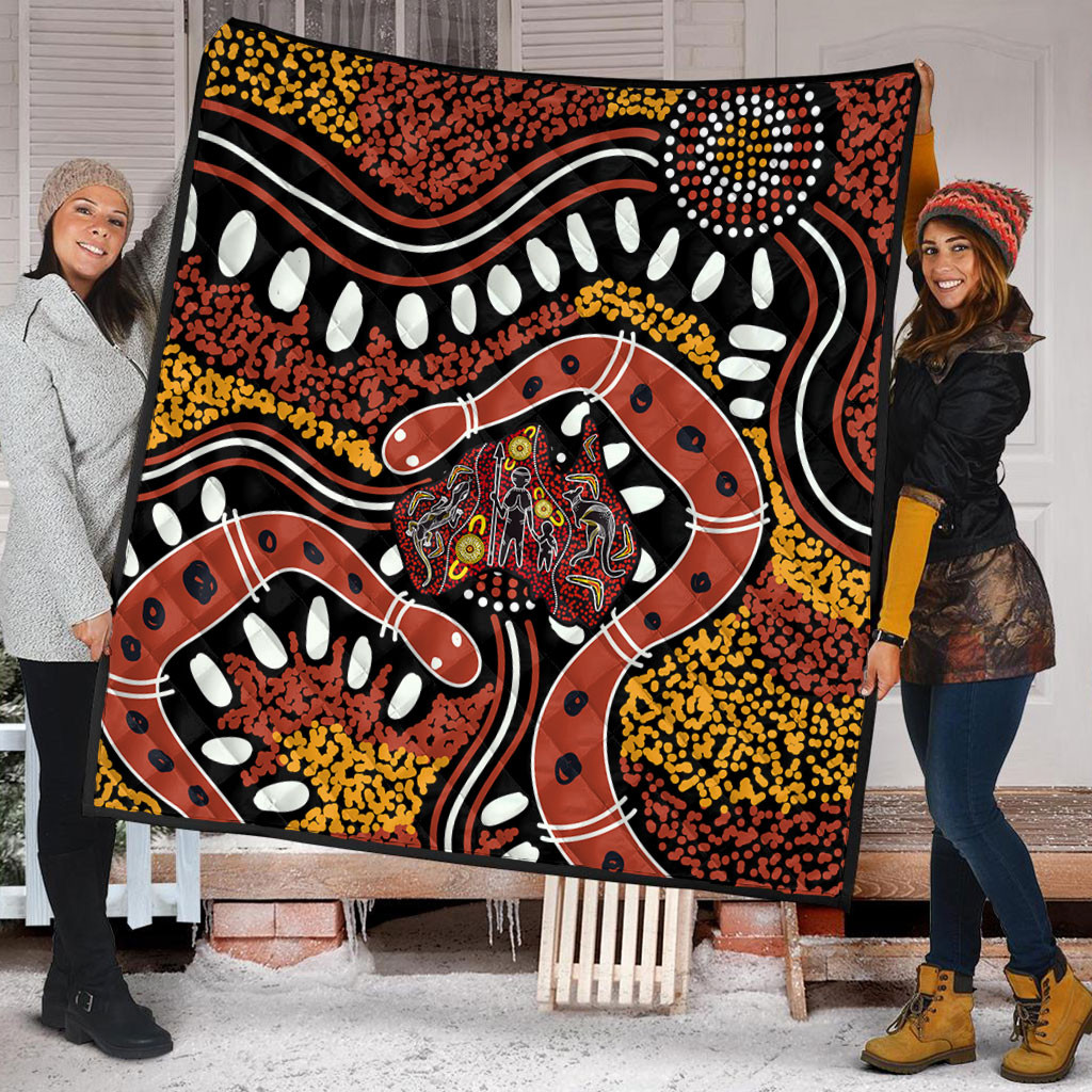 Australia Rainbow Serpent Aboriginal Quilt - Aboriginal Dot Art Snake ...