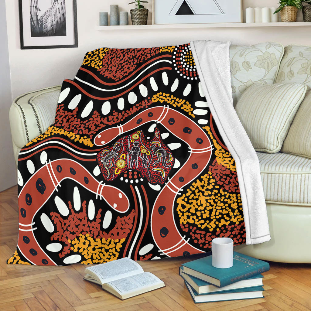 Australia Rainbow Serpent Aboriginal Blanket - Aboriginal Dot Art Snake ...