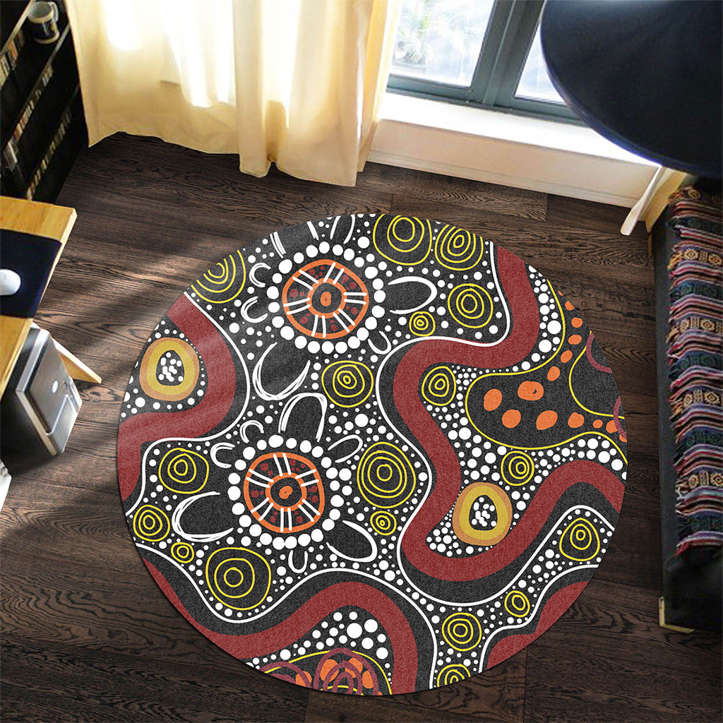 Australia Aboriginal Round Rug - Illustration Based On Aboriginal Style ...