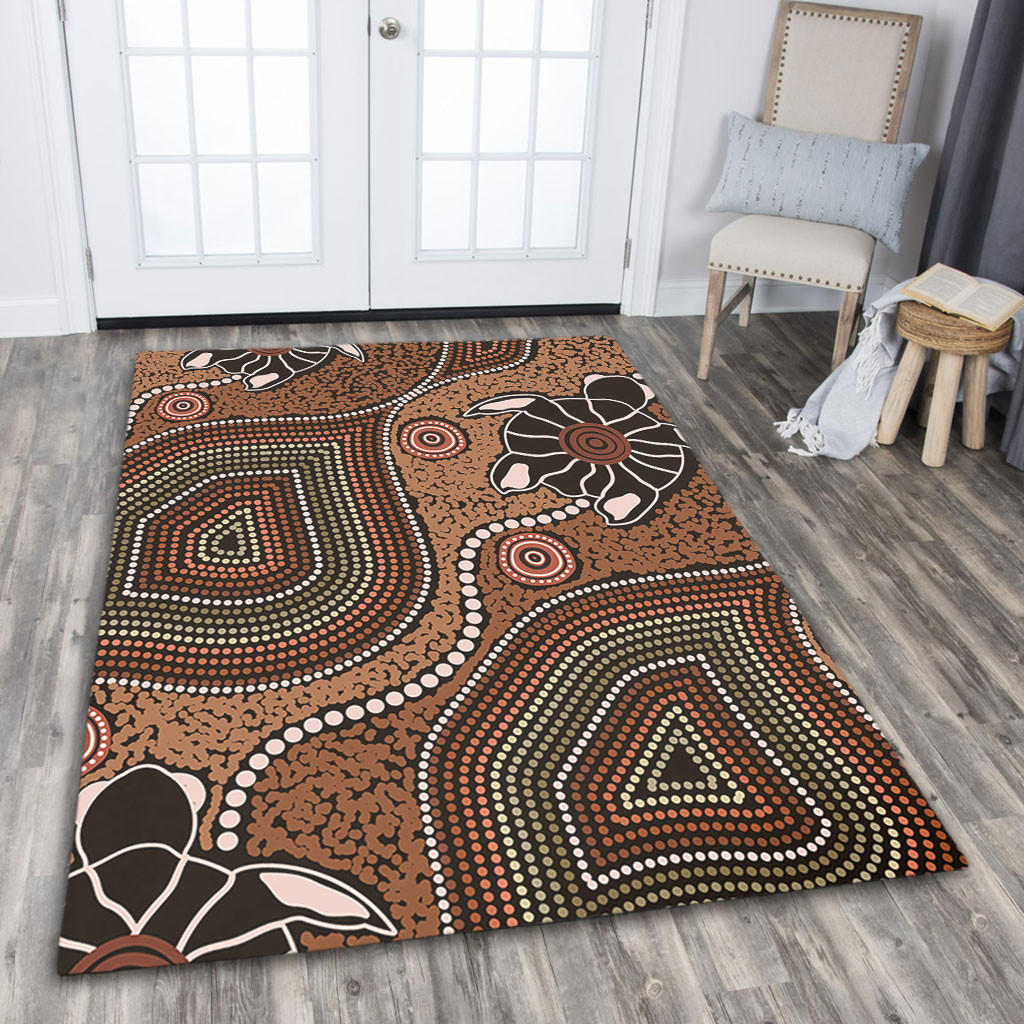 Australia Aboriginal Area Rug - Aboriginal Turtle Art Background Area Rug