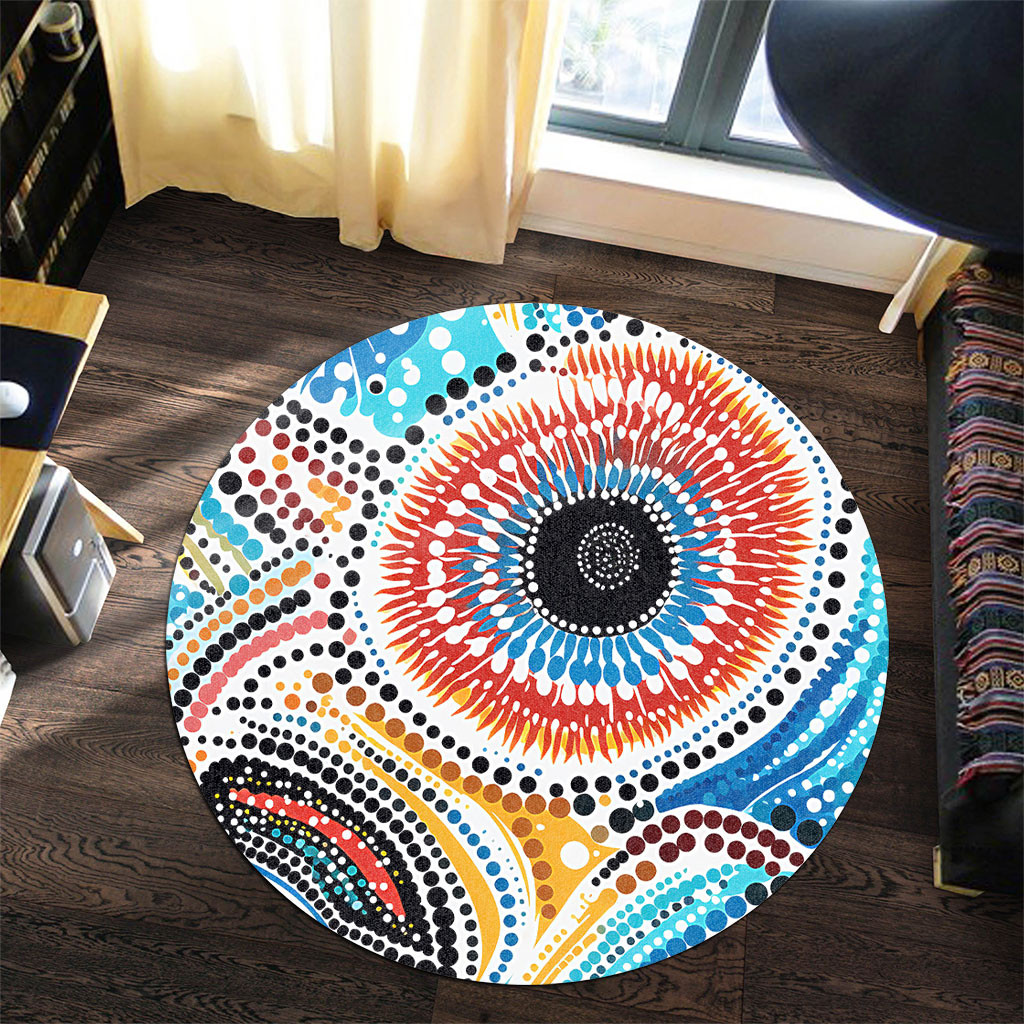 Australia Aboriginal Round Rug - Aboriginal Dreaming Dot Art Round Rug