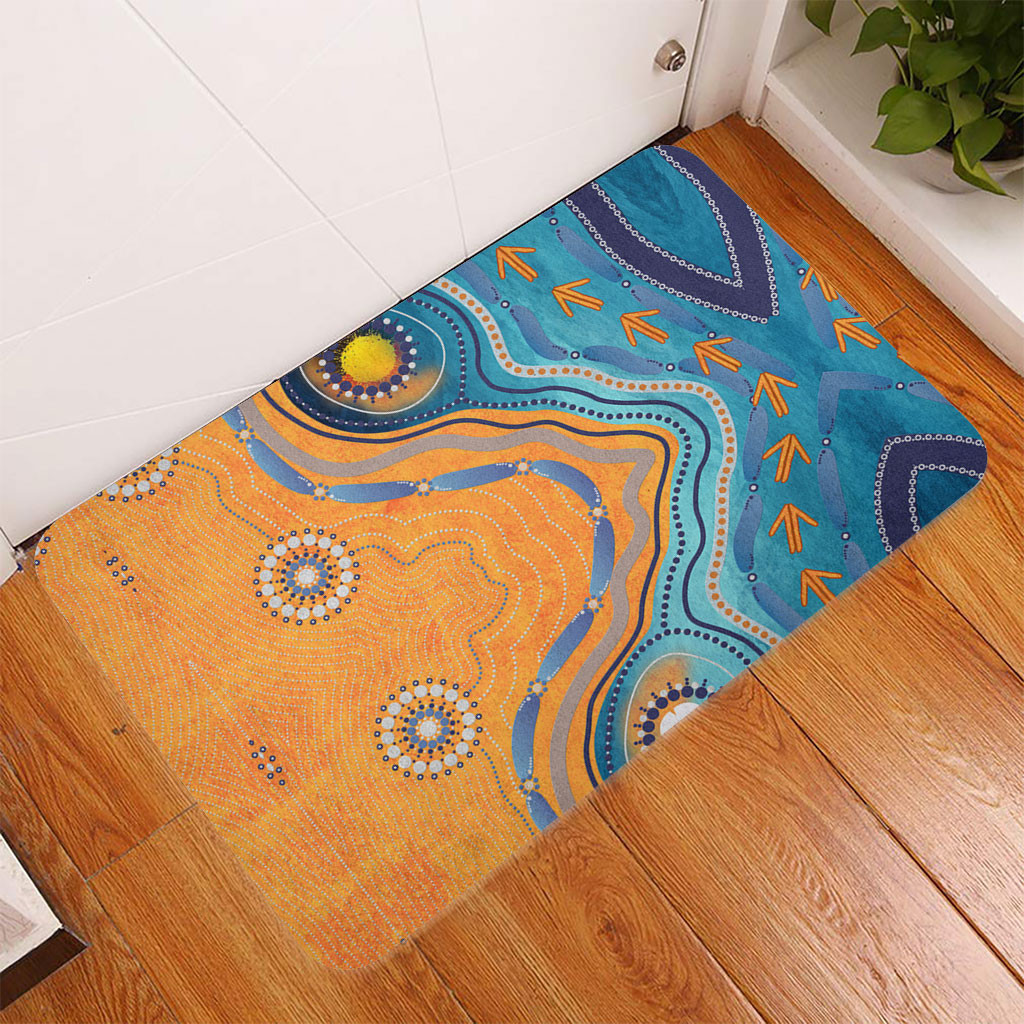 Australia Aboriginal Doormat Indigenous Beach Dot Painting Art Doormat