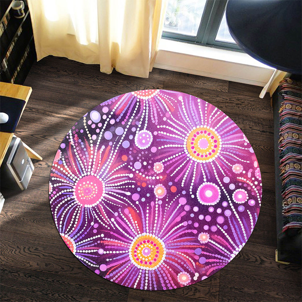 Australia Aboriginal Round Rug - Beautiful Aboriginal Pastel Pink Style ...