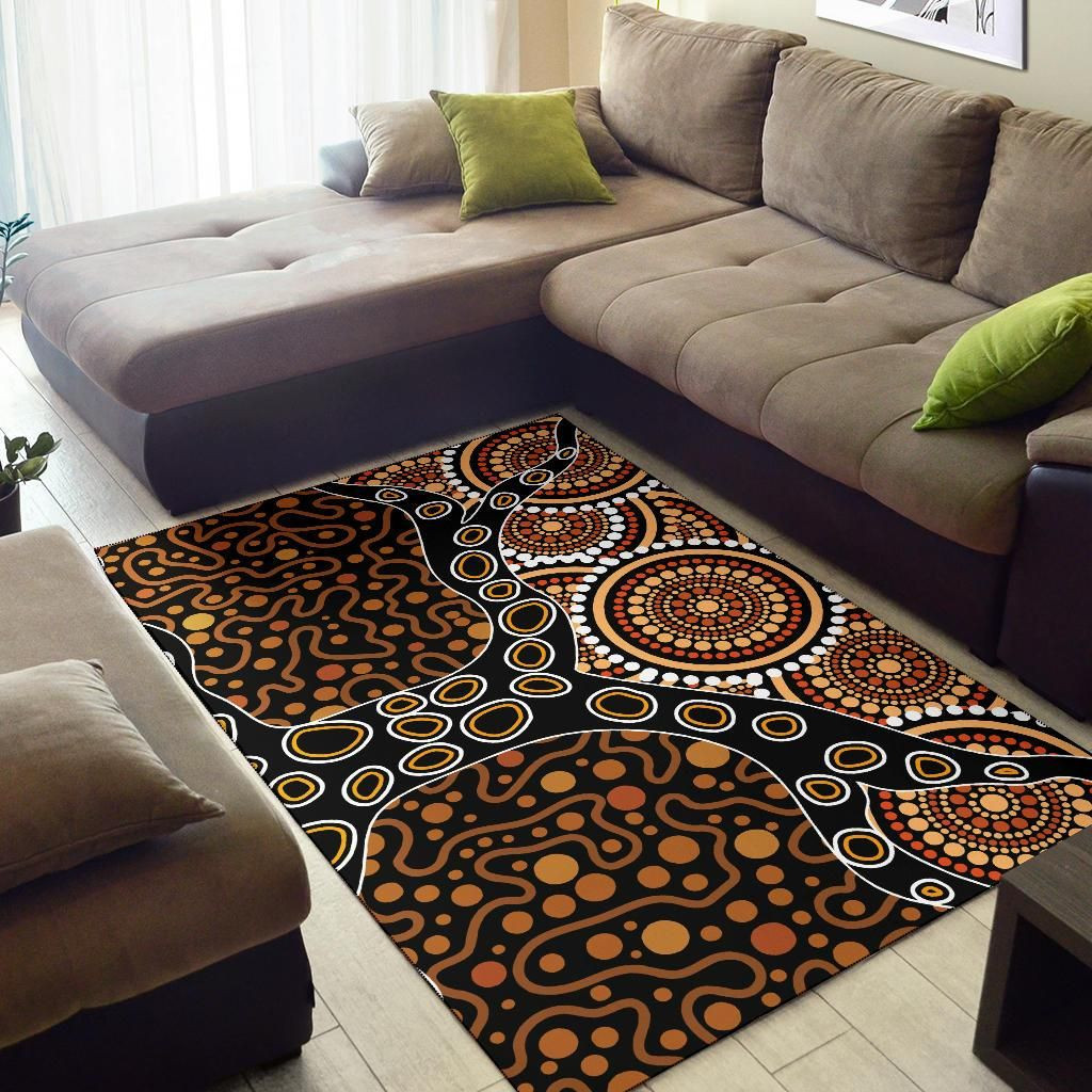 Australia Aboriginal Area Rug - Aboriginal Dot Art Painting With Tree