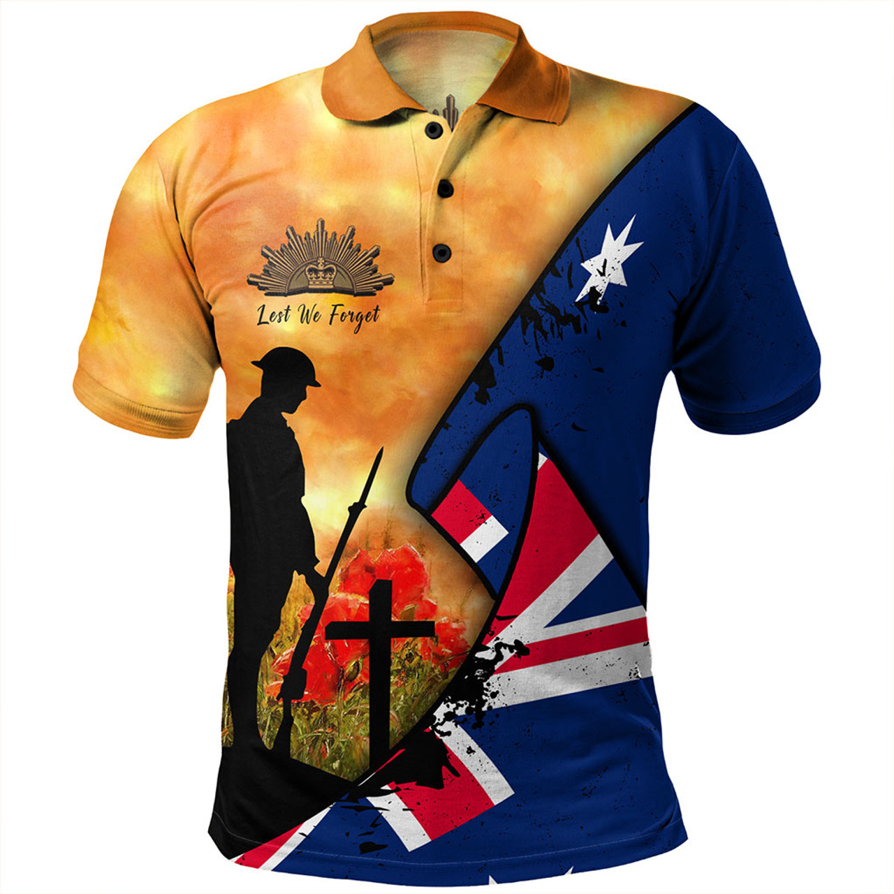 Australia Anzac Day Polo Shirt - Anzac Day Flag Lest We Forget Polo Shirt