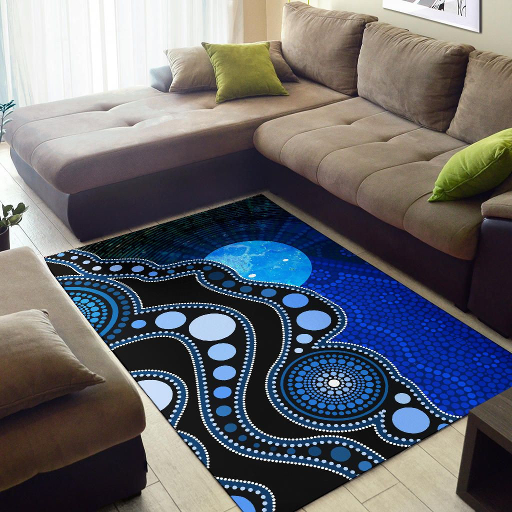 Australia Area Rug - Australia Indigenous Flag Circle Dot Painting Art Rug