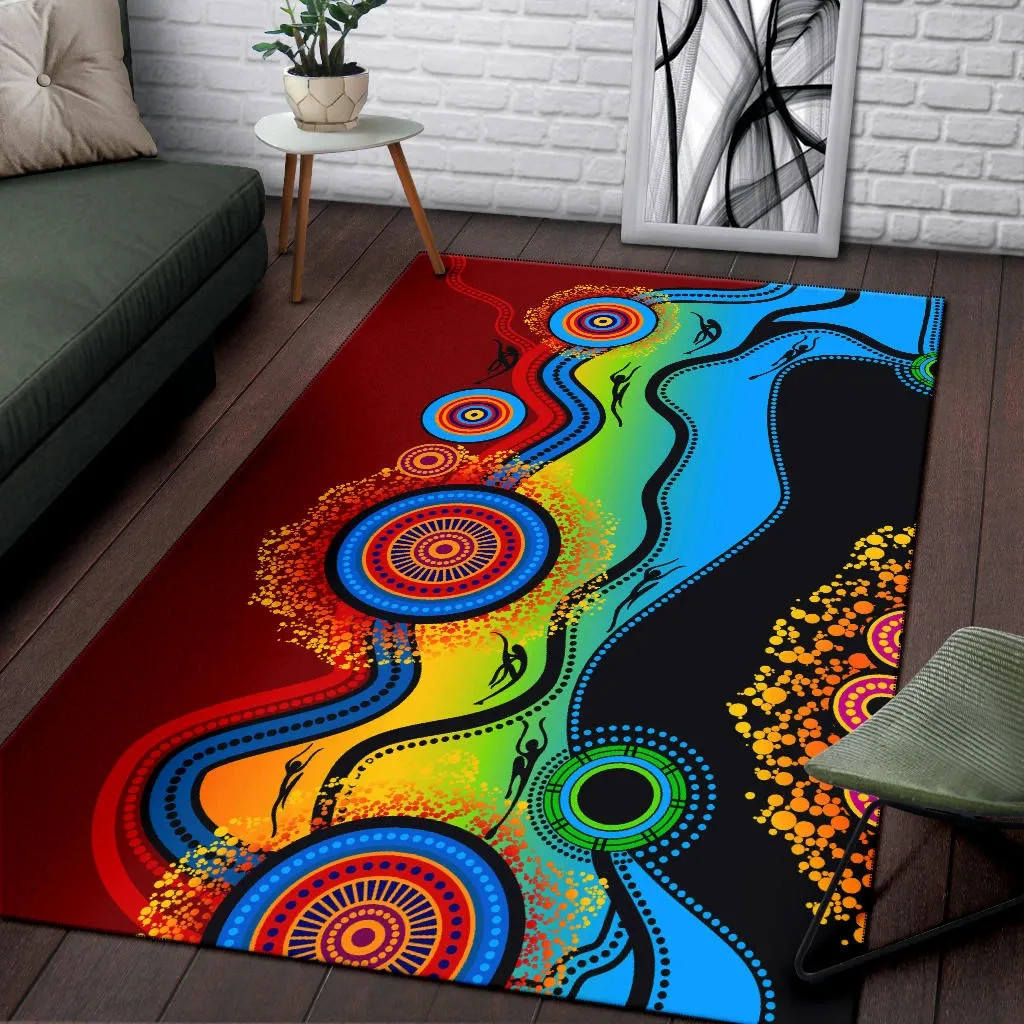 Australia Aboriginal Area Rug - Dot Painting Indigenous Circle Patterns ...