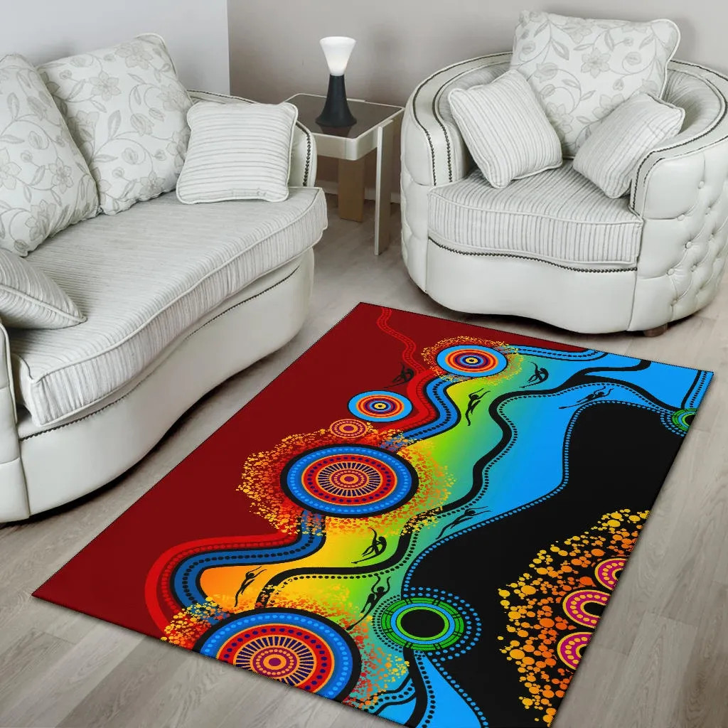Australia Aboriginal Area Rug - Dot Painting Indigenous Circle Patterns ...
