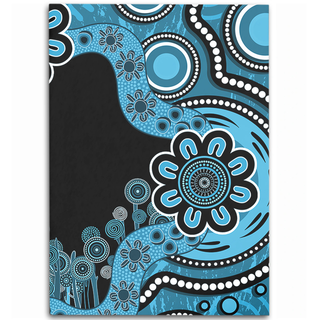 Australia Area Rug Aboriginal Indigenous Dot Painting Blue