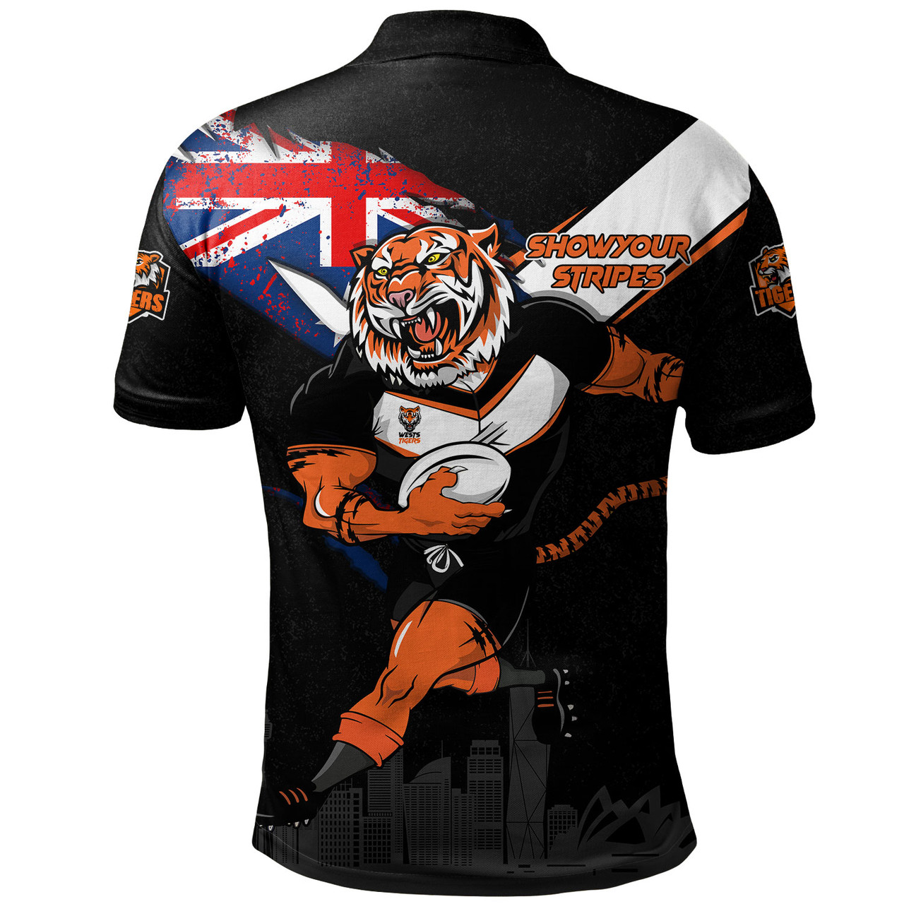 Wests Tigers Polo Shirt Custom For Die Hard Fan Australia Flag Scratch ...