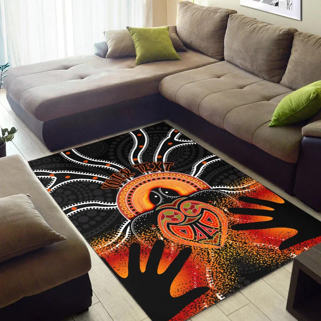 [Custom] Australia Aboriginal Area Rug - Indigenous Turtle Hand Art