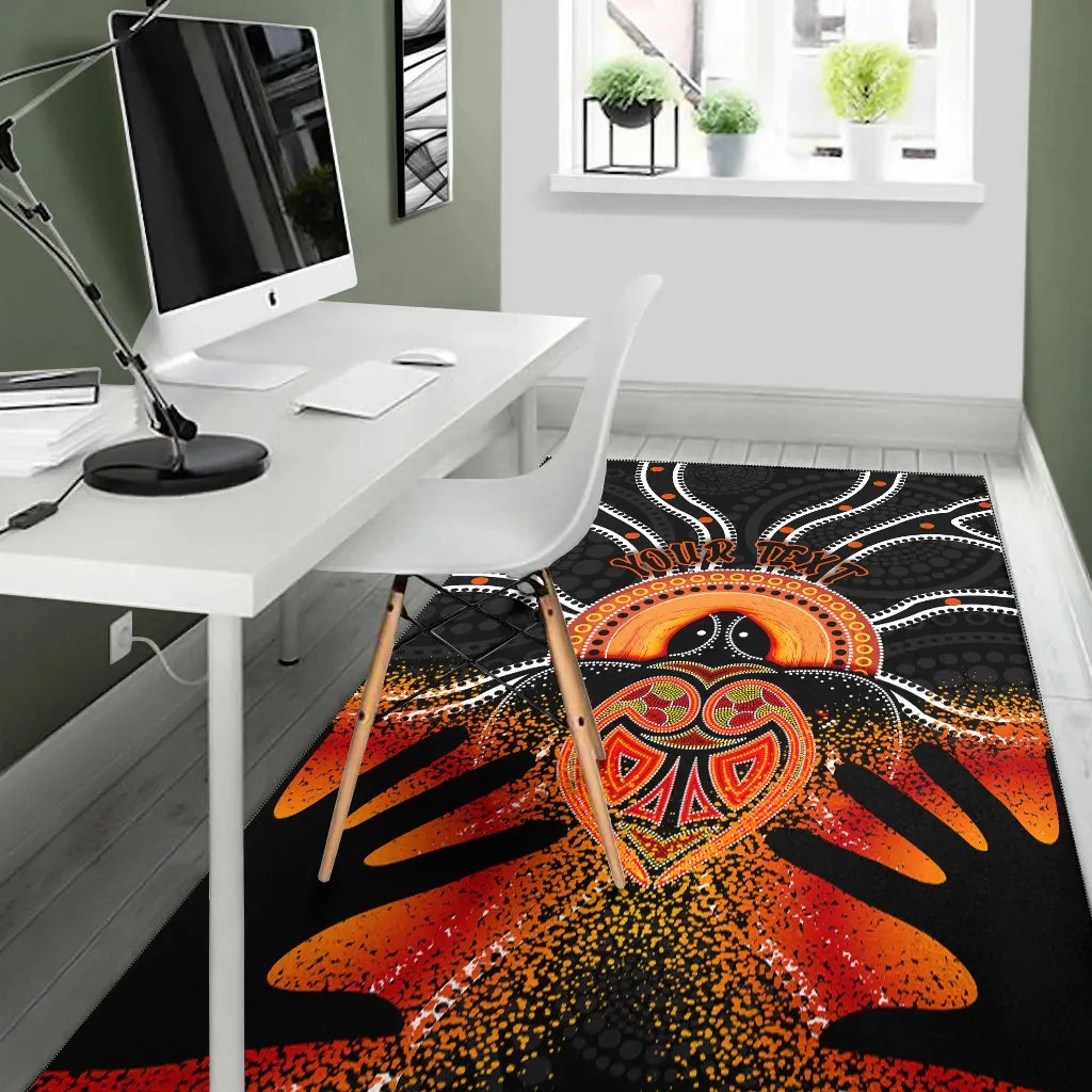 [Custom] Australia Aboriginal Area Rug - Indigenous Turtle Hand Art