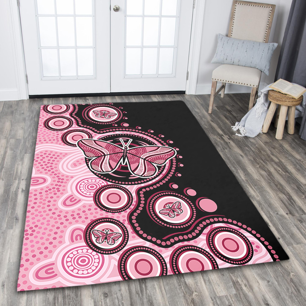Australia Area Rug Indigenous Butterfly Aboriginal Dot Arts