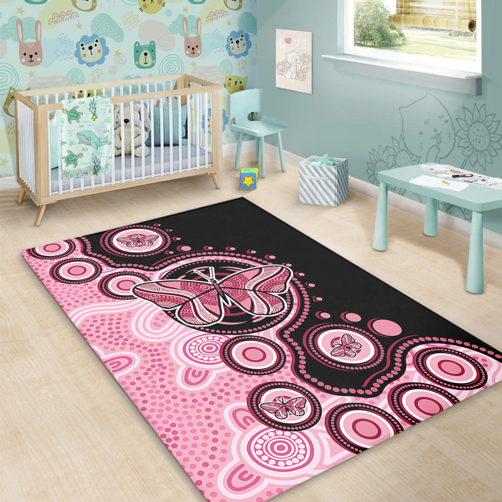 Australia Area Rug Indigenous Butterfly Aboriginal Dot Arts