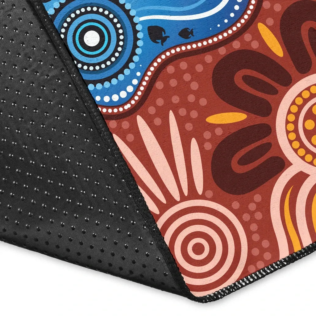 Australia Aboriginal Area Rug - Indigenous dot art River concept