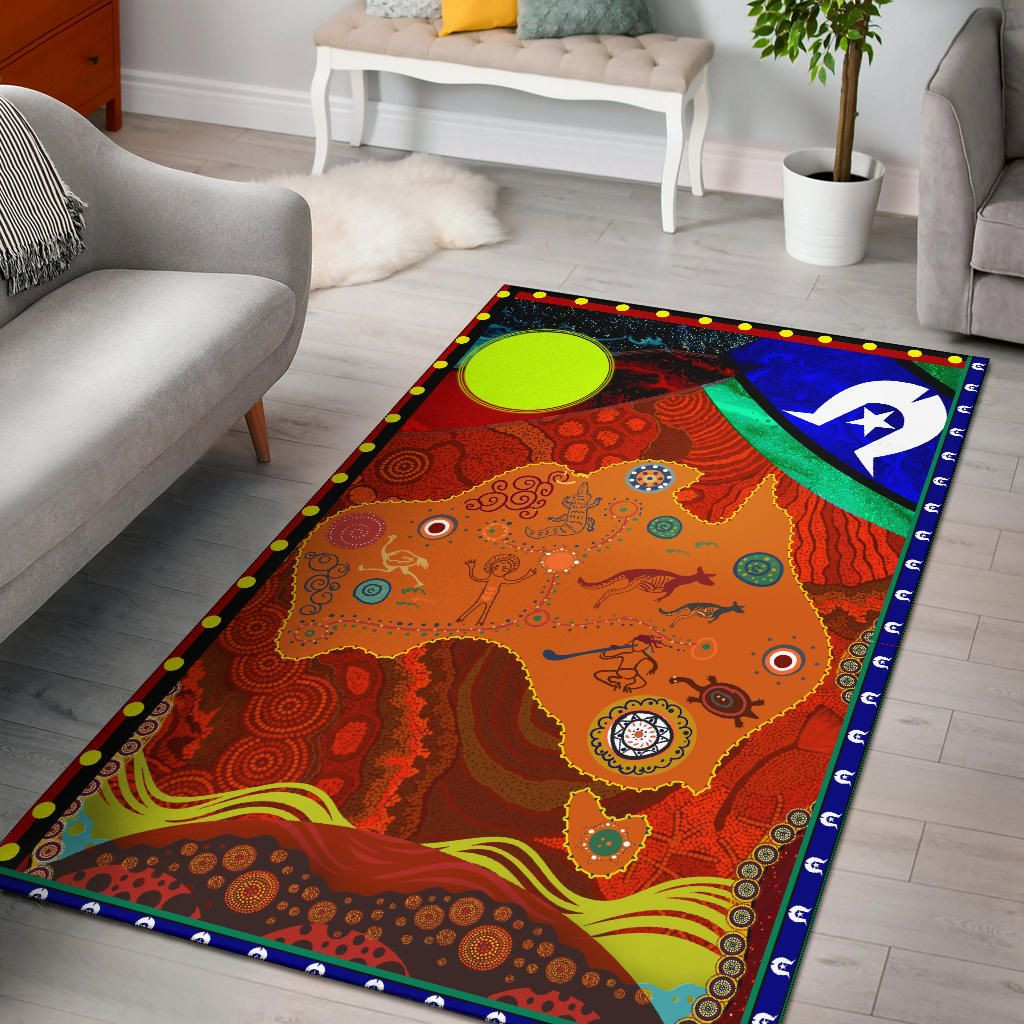 Australia Area Rug - Australia Map Aboriginal Patterns