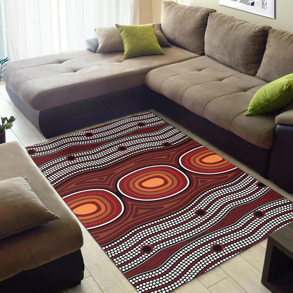 Australia Aboriginal Area Rug - Indigenous Symbol Dot Painting Art Ver 6