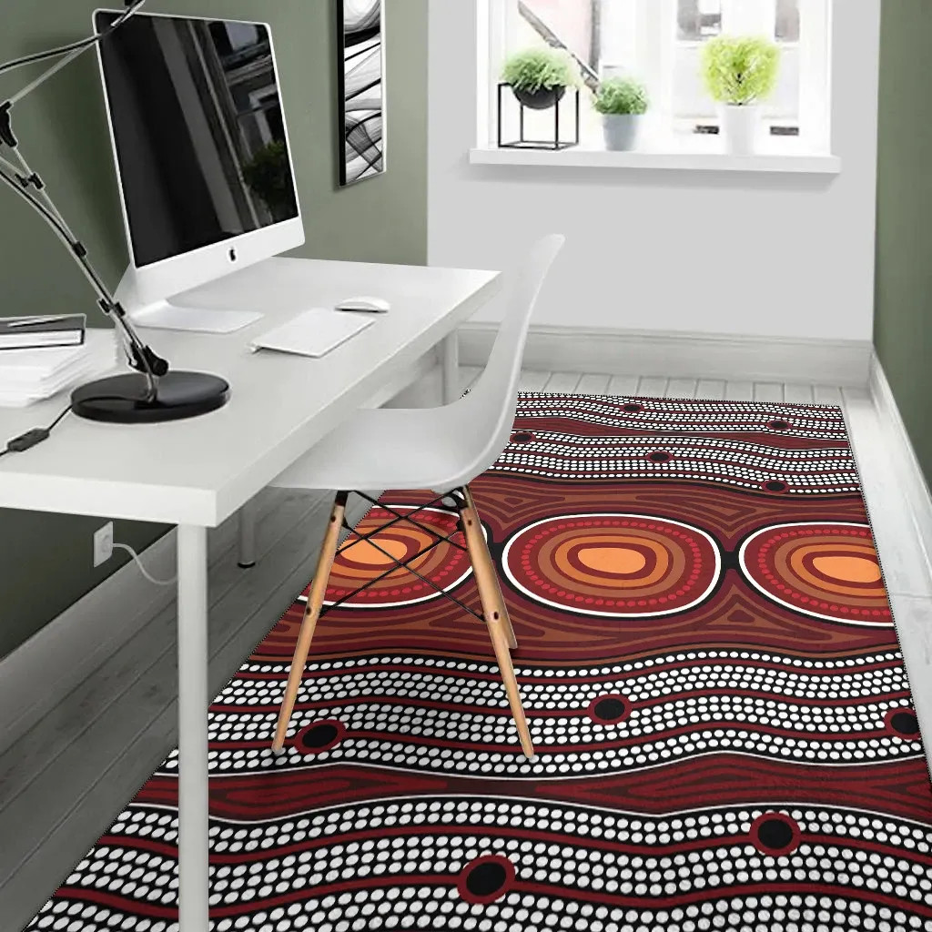 Australia Aboriginal Area Rug - Indigenous Symbol Dot Painting Art Ver 6