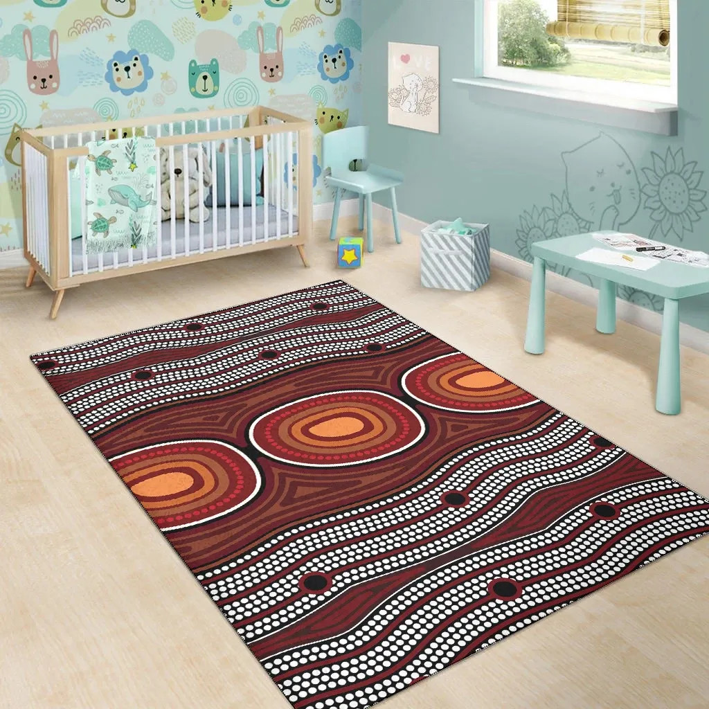 Australia Aboriginal Area Rug - Indigenous Symbol Dot Painting Art Ver 6