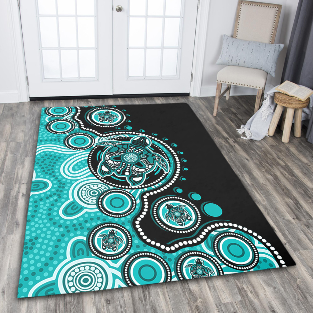 Australia Area Rug Indigenous Turtle Aboriginal Dot Art