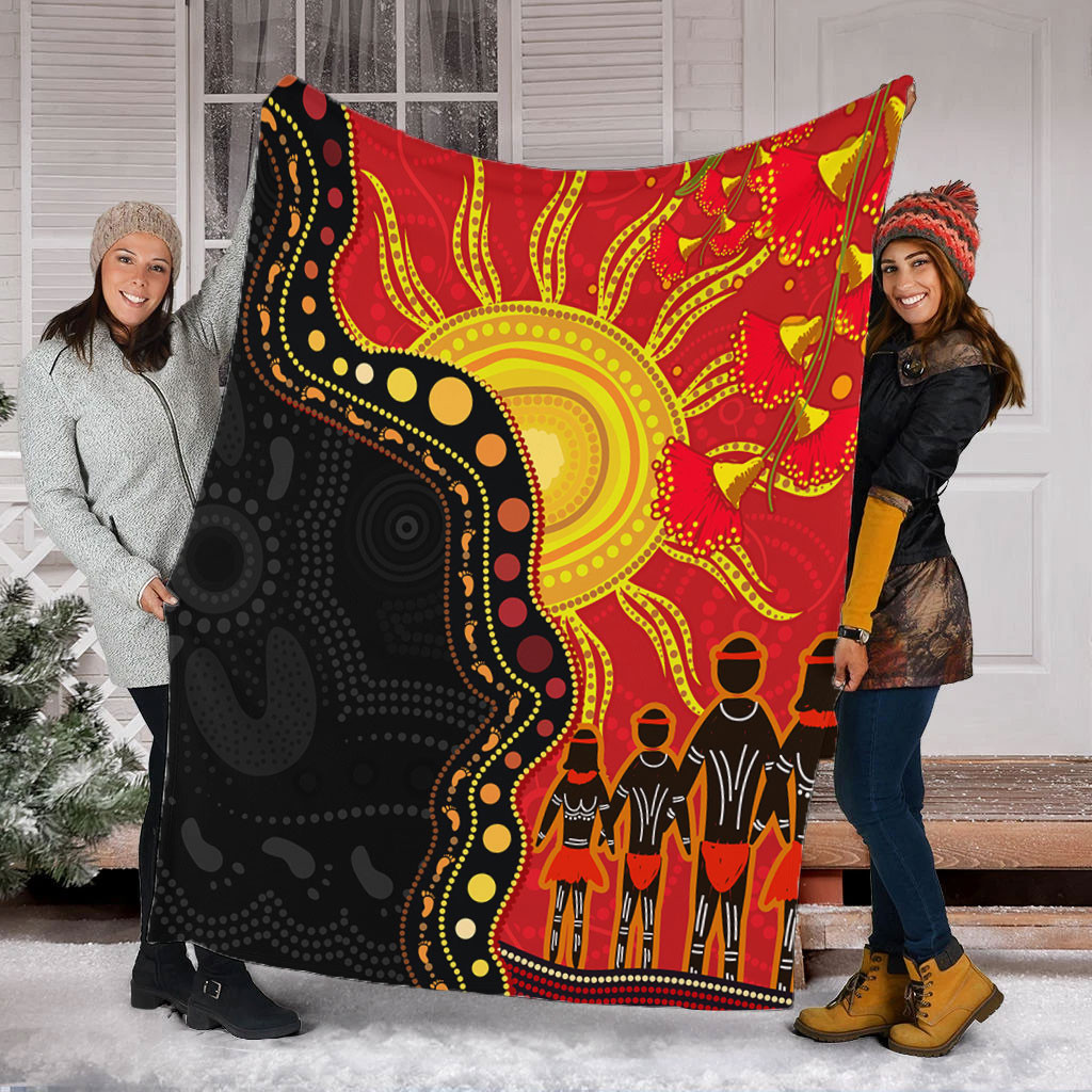 Australia Blanket Indigenous Dot Painting Inspired By The Aboriginal Flag